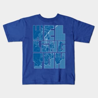 Wellington, New Zealand City Map Typography - Blueprint Kids T-Shirt